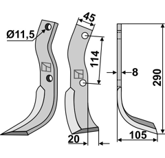 Lame droite pour Fraise/Rotavator HOWARD 626094 adaptable 