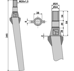 Dent pour herse rotative PEDROTTI adaptable - Blacksteel©