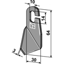 Fléau droit à ailettes 64 mm pour broyeur AMAZONE 995777 adaptable