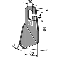Flügelmesser rechts 64 mm für Mulcher AMAZONE 995777 - Nachbau