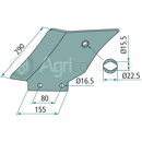 Contre-lame gauche courte 290 mm pour cultivateur adaptable