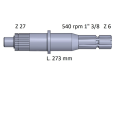 Arbre de prise de force 275 mm pour machine agricole JOHN DEERE L34242 adaptable