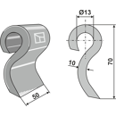 Fléau 70 x 50 x 10 mm pour broyeur DÜCKER 945000901 adaptable