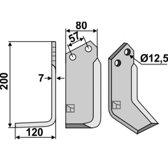 Lame gauche pour Fraise/Rotavator BREVIGLIERI 20439 adaptable - Blacksteel©