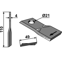 KM-Klingen links 110x49x4LochØ: 21 mm 80273 Pöttinger Nachbau 