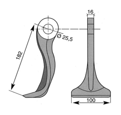 Marteau 16 x 100 mm pour broyeur DESVOYS adaptable