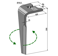 Dent gauche pour herse rotative AGRAM adaptable - Blacksteel©