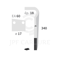 Dent de herse rotative Droite 2 plaquettes carbure REGENT EB8300013 adaptable