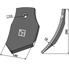 Pointe de soc pour déchaumeur RAZOL 3488 adaptable
