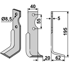 Fräsmesser Rechts 195 x 40 M.A.B. Bocchini Nachbau