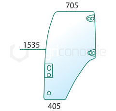 Vitre de porte G. pour machine agricole CASE IH 87302769 adaptable