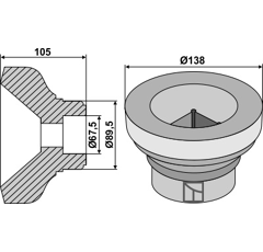 Flansch Ø138 innen - Höhe 105
