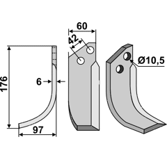 Fräsmesser Links 172 x 60 Valpadana Nachbau