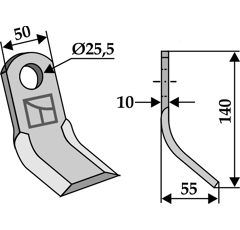 Schlegelmesser 130 x 50 50 x 55 x 10 mm für Mulcher OMARV CL00309 - Nachbau