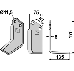 Lame droite pour Fraise/Rotavator KUHN 52106300 adaptable - Blacksteel©