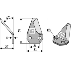 Couteau pour autochargeuse SGARIBOLDI CL07.023 adaptable - Blacksteel©