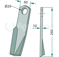 Fléau gauche pour broyeur 260x60mmFISCHERadaptable 