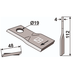 Fräsmesser rechts drehend für Mähwerk KRONE 139889.0 Nachbau
