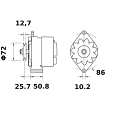 Alternateur MAHLE LETRIKA 14 V - 120 A / MG 138