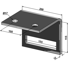 Bride de fixation 200 x 115 x 12 mm adaptable- BlackSteel©