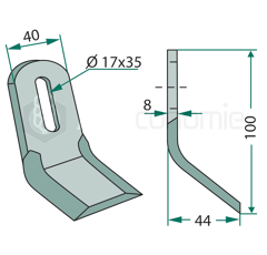 Couteau-Y pour broyeur 100x40mm FERRI adaptable 