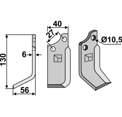 Fräsmesser 130x40mm, links - 48433 | B.C.S. - Nachbau