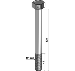 Tornillo M16x2 x 43 x 130 para trituradora  adaptable - Blacksteel©
