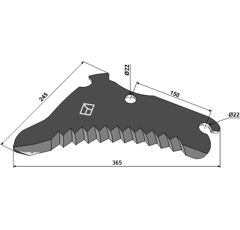 Couteau 367 mm pour presse JOHN DEERE CC52821 adaptable- BlackSteel©