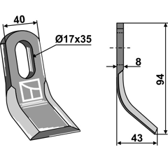 Couteau Y pour broyeur ORSI 23041 adaptable - Blacksteel©