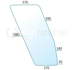 Vitre de porte droite pour machine agricole FIAT 5117683 adaptable