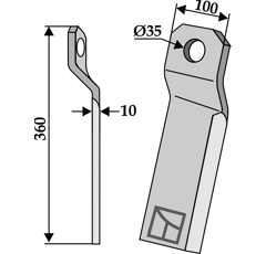 Couteau gauche pour broyeur 360x100mm SZOLNOKI adaptable - Blacksteel©
