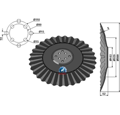 Disque ondulé ∅560x5 pour déchaumeur AGRISEM DIS-552 adaptable - Blacksteel©