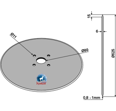 Coutre circulaire lisse Ø625x6mm pour semoir adaptable - Blacksteel©