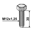 Boulon M12x1,25 x 30 mm pour bineuse adaptable - BlackSteel©