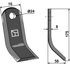 Couteau Y pour broyeur WIC 58680 adaptable - Blacksteel©