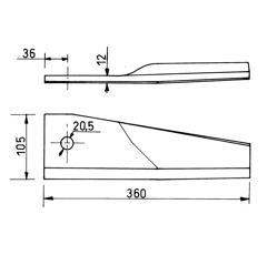Fléau droit 360 mm pour broyeur GARD adaptable