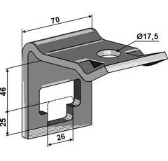 Bride de fixation pour dent 25 46 mm adapt. BlackSteel©