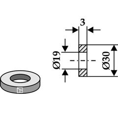 Rondelle 30x3x19 pour broyeur adaptable - Blacksteel©