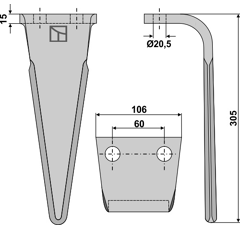 Dent pour herse rotative FERABOLI 7A48011 adaptable - Blacksteel©