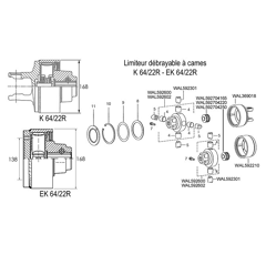 Limiteur debrayable a cames EK64/22R plateau 6 trous 1650 nm 1"3/4 6C | WALTERSCHEID
