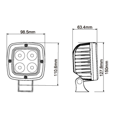 Phare de travail Carré 4 LED 10-30V 27W 4000 lumens 