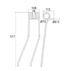 Federzinken für Heuwender KUHN 57644010 GW175 - Nachbau