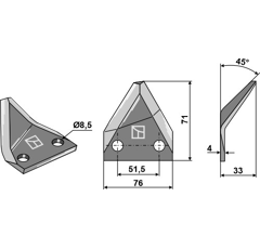 Couteau pour mélangeuse SEKO 244.79.055 adaptable - Blacksteel©