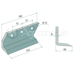 Couteau pour broyeur DONDI 607001 adaptable 