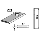 KM-Klinge, glatt 105x47x3, Loch 21 mm VGCM15N PZ Nachbau 