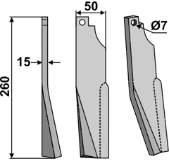 Rotorzinken,  A Links 260 x 50 Kuhn Nachbau
