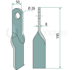 Couteau torsadé pour broyeur SOVEMA 900 238 136 adaptable 
