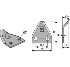 Couteau pour mélangeuse STRAUTMANN 60644506 adaptable - Blacksteel©