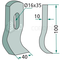 Fléau pour broyeur 100x40mm GILBERS 901068 adaptable 