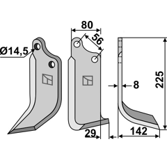 Lame droite pour Fraise/Rotavator MASCHIO/GASPARDO 01110426 adaptable